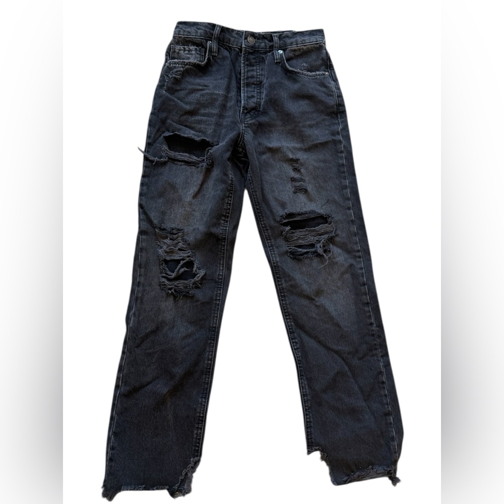 Free People Distressed Black Jeans